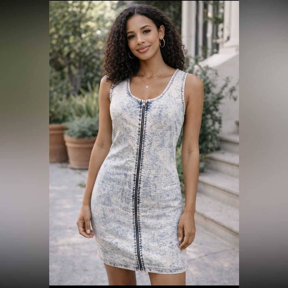 #45 Vintage white wash Denim dress